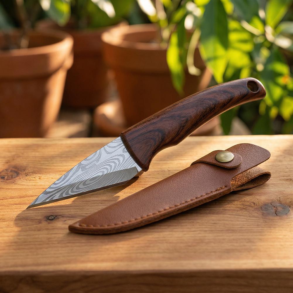 Bonsai Tool Set - Deri Kılıflı Ahşap Saplı Aşılama Bıçağı,
