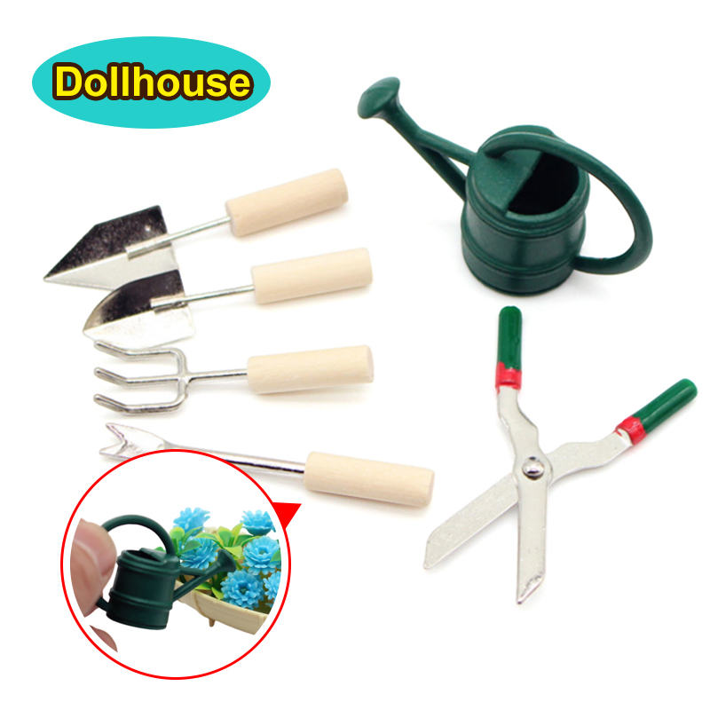 Gardening Tools Scissors - 1/12 Dollhouse Simülasyon sulama kovası Kürek
