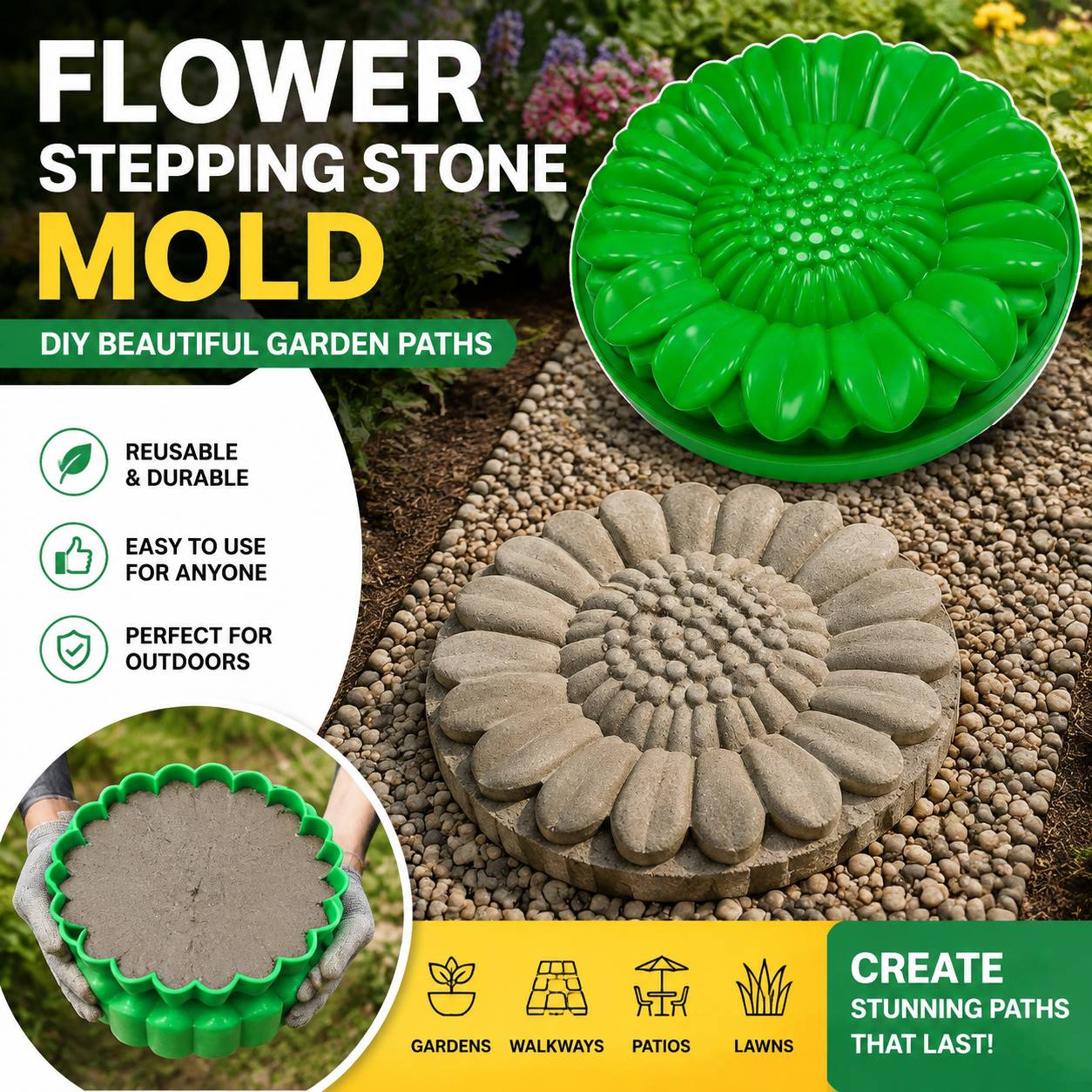 Ayçiçeği Teras Taş Kalıp Seti, - Gardening Tool Diy incelemesi ve fiyatı